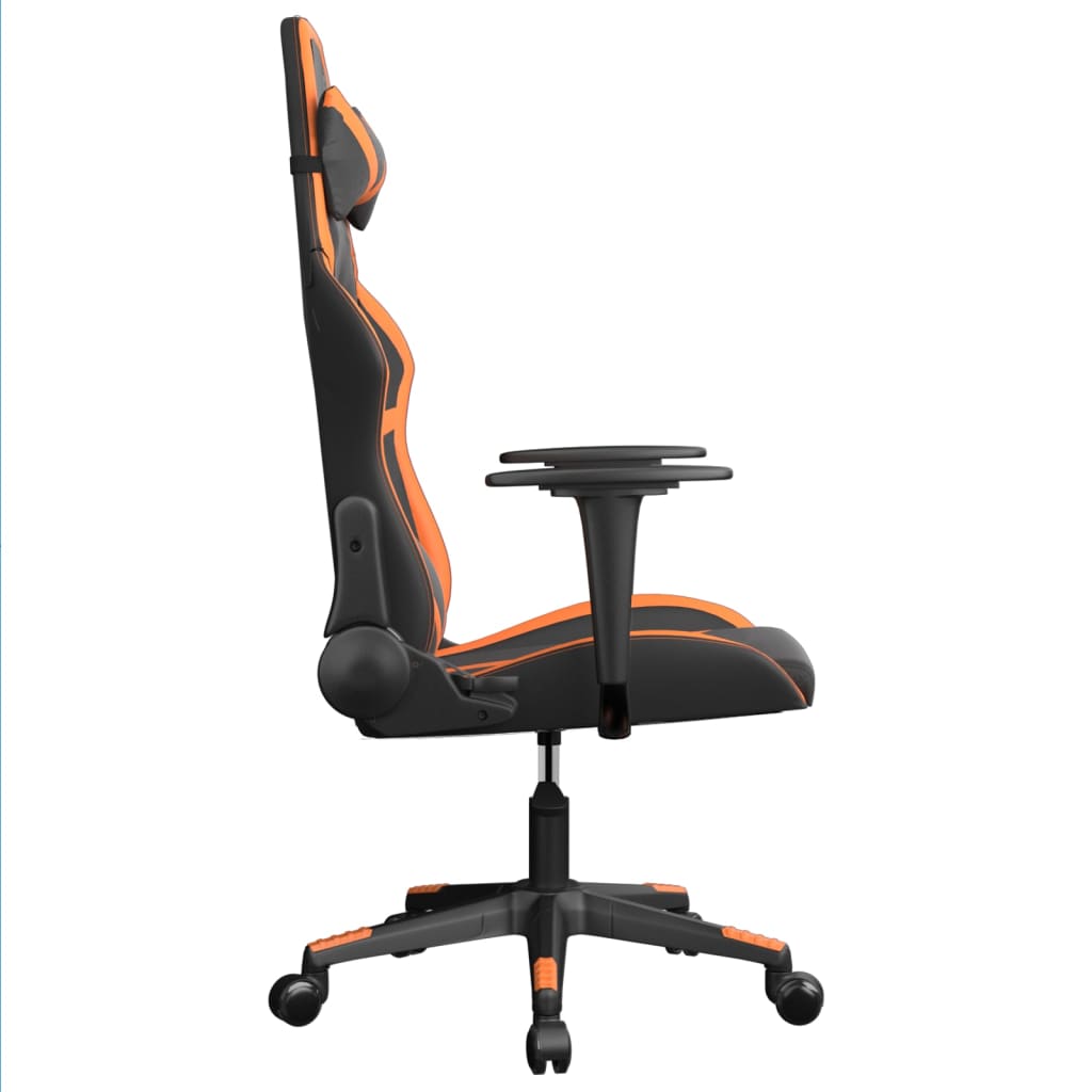 Silla gaming de masaje cuero sintético negro y naranja - Vetonek