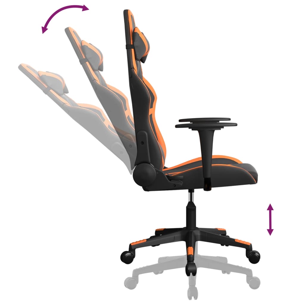 Silla gaming de masaje cuero sintético negro y naranja - Vetonek