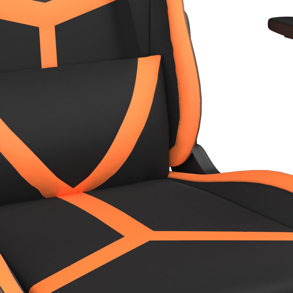 Silla gaming de masaje cuero sintético negro y naranja - Vetonek