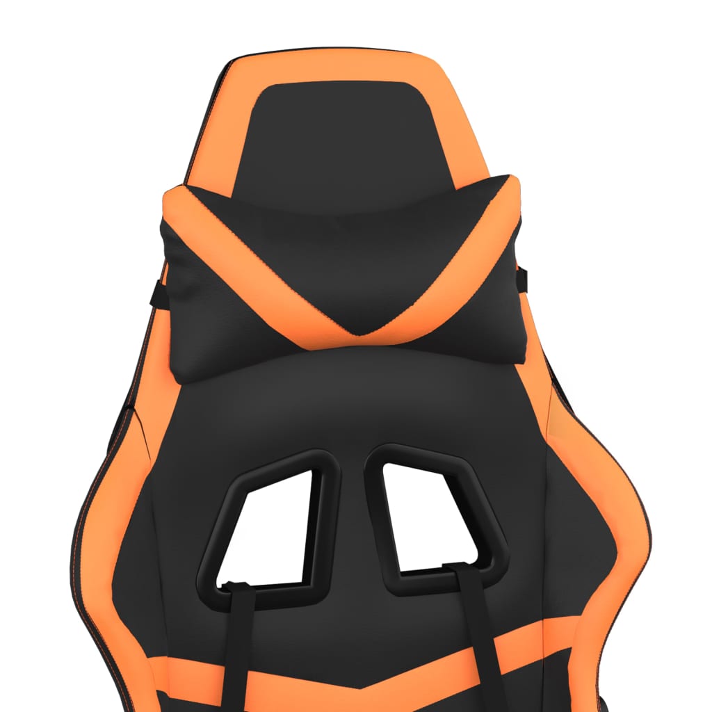 Silla gaming de masaje cuero sintético negro y naranja - Vetonek