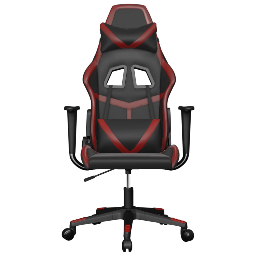 Silla gaming de masaje cuero sintético negro y rojo vino tinto - Vetonek