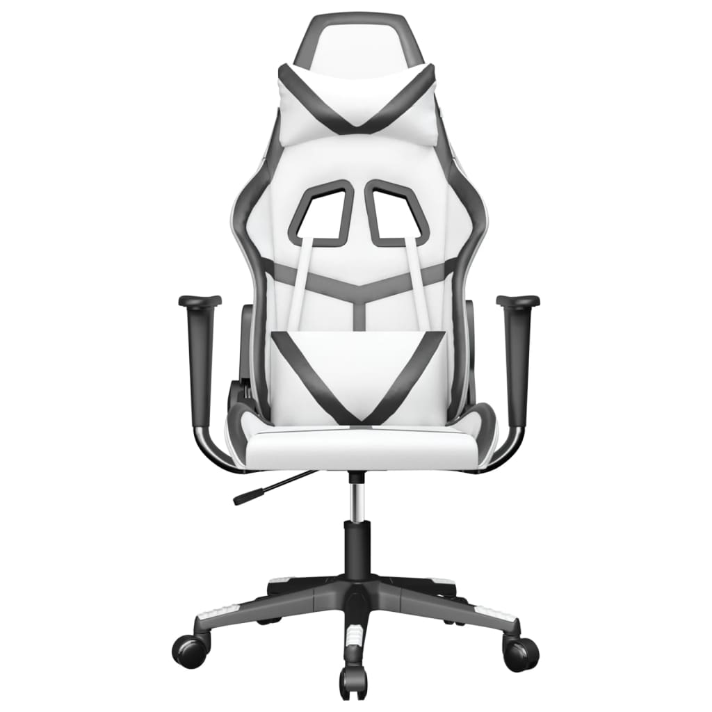 Silla gaming de masaje cuero sintético blanco y negro - Vetonek