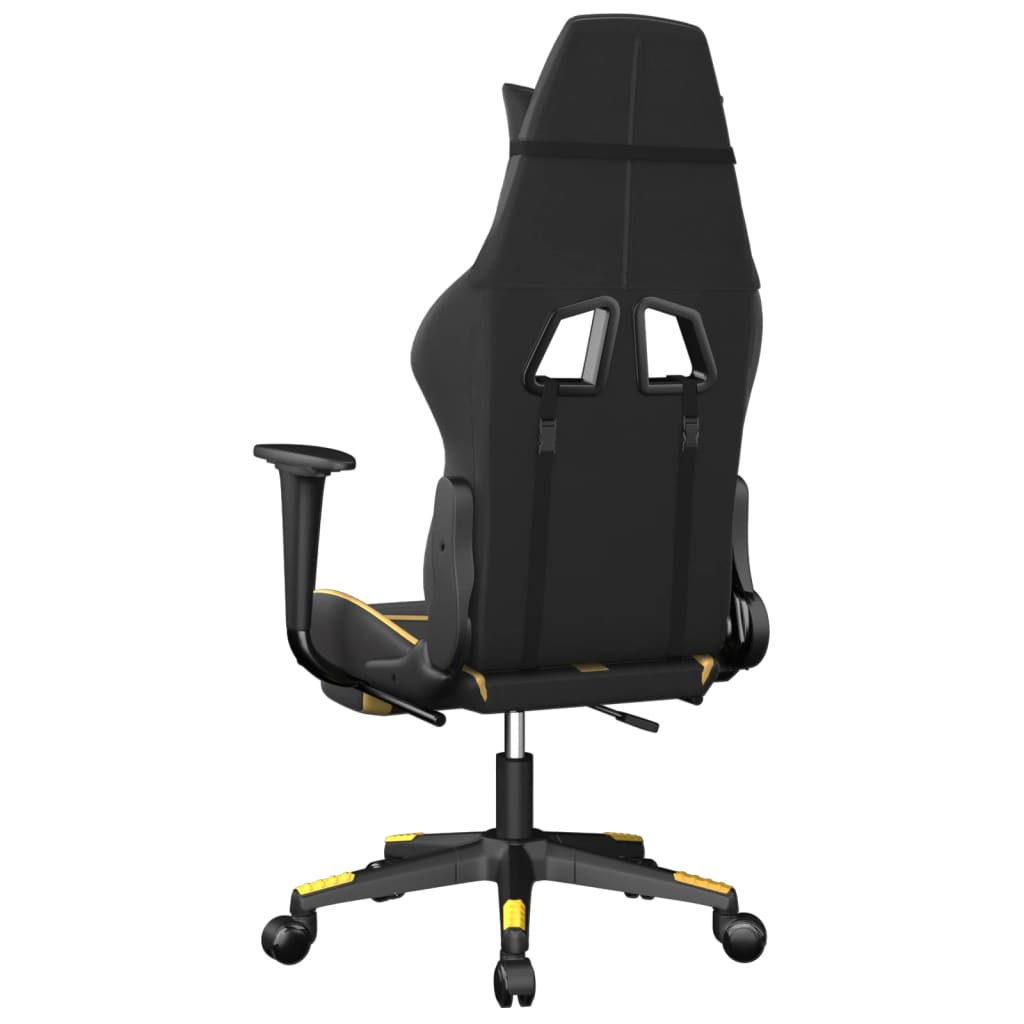 Silla gaming masaje y reposapiés cuero sintético negro dorado vidaXL