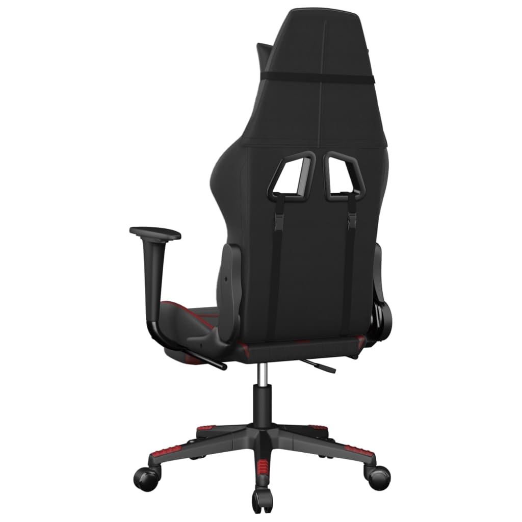 Silla gaming masaje reposapiés cuero sintético negro rojo tinto vidaXL