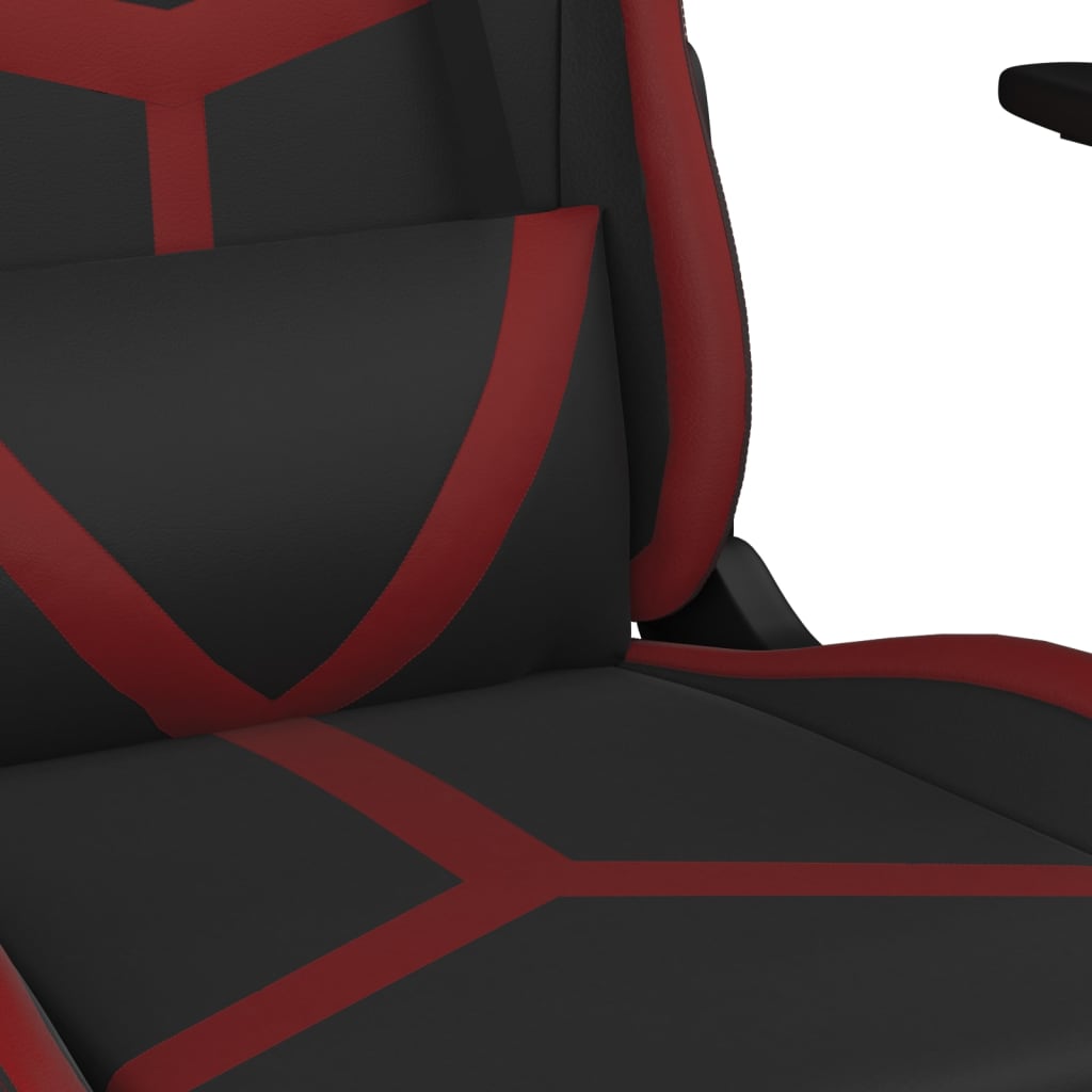 Silla gaming masaje reposapiés cuero sintético negro rojo tinto vidaXL