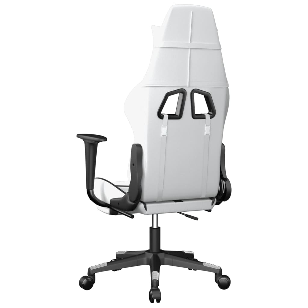 Silla gaming masaje y reposapiés cuero sintético negro blanco vidaXL