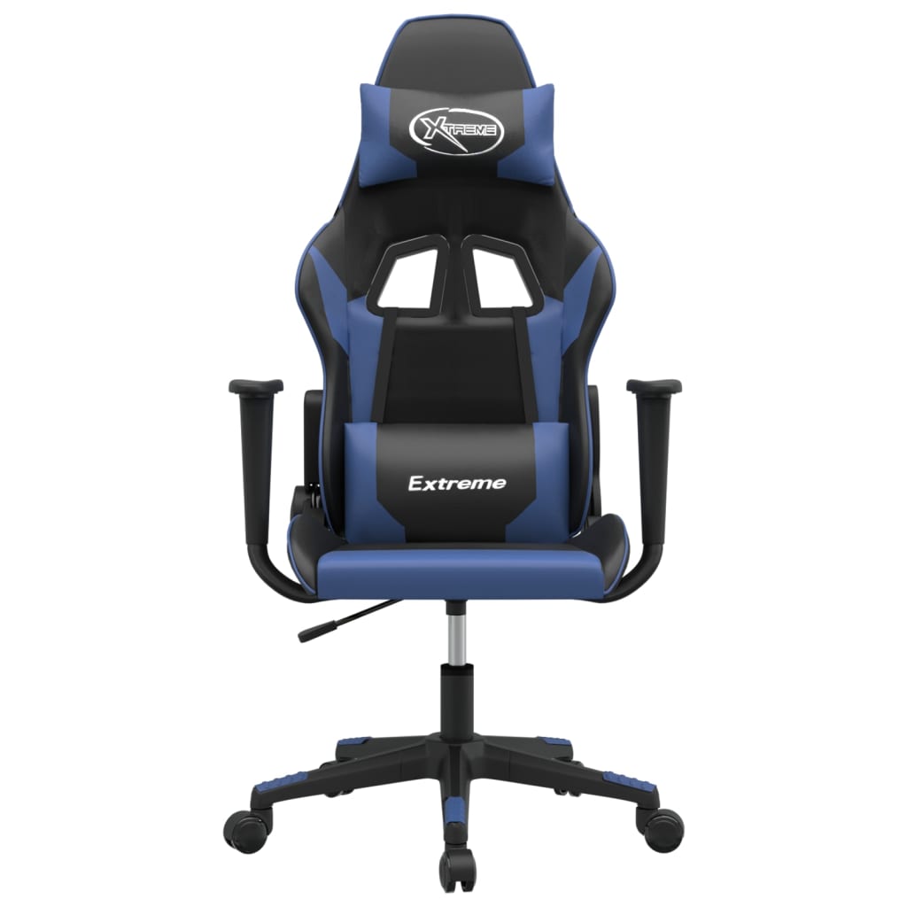 Silla gaming de masaje cuero sintético negro y azul - Vetonek