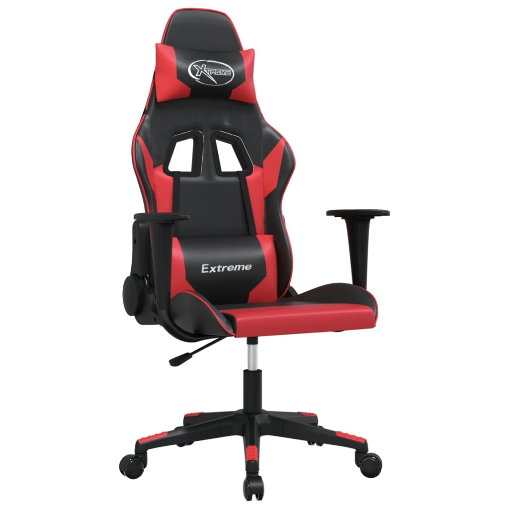 Silla gaming de masaje cuero sintético negro y rojo - Vetonek