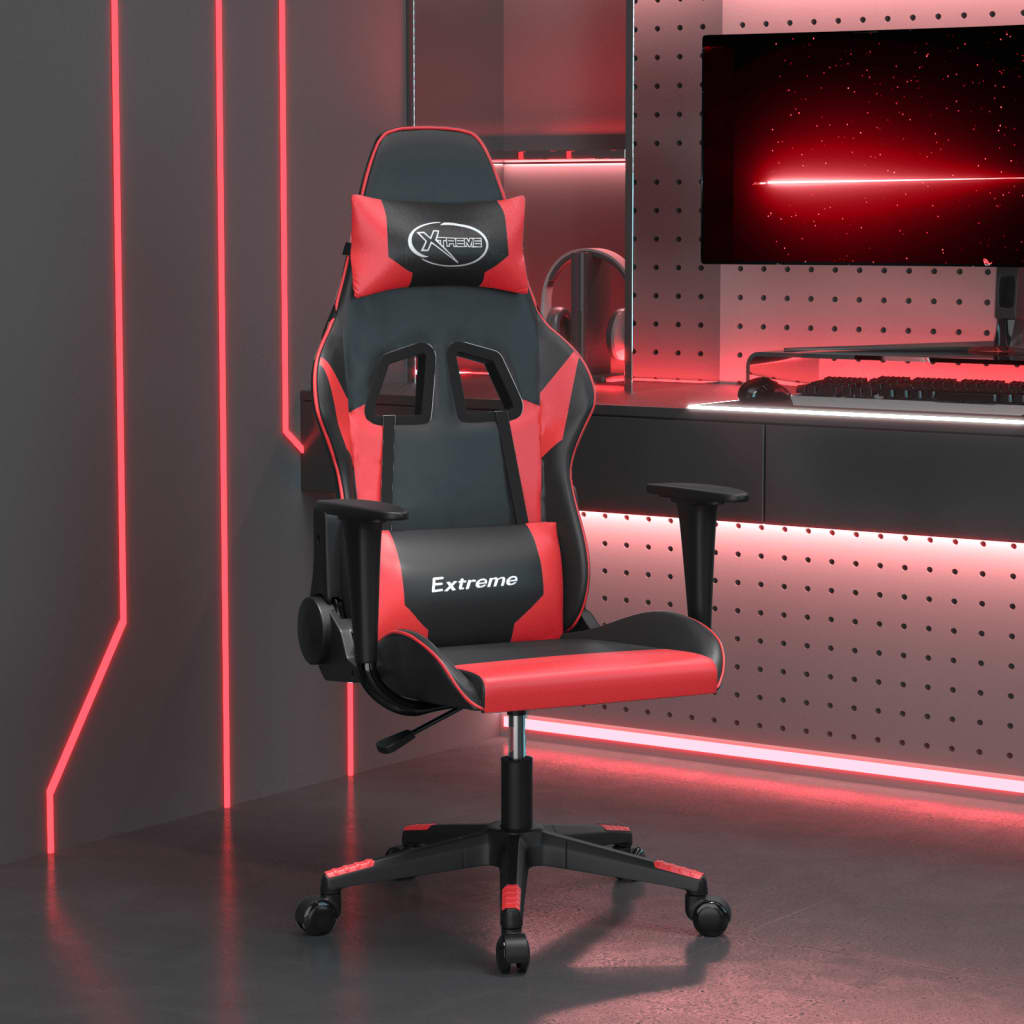 Vetonek Silla gaming de masaje cuero sintético negro y rojo