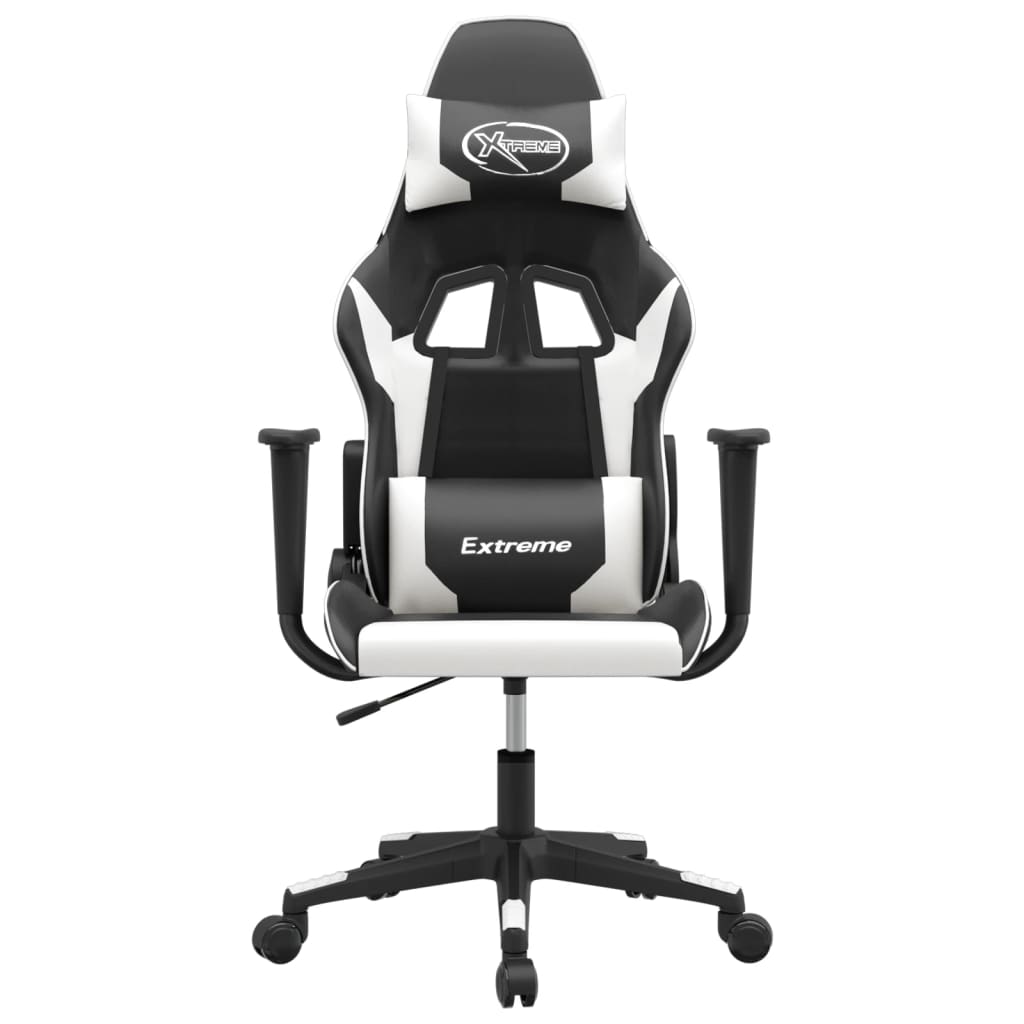 Black and white synthetic leather gaming chair