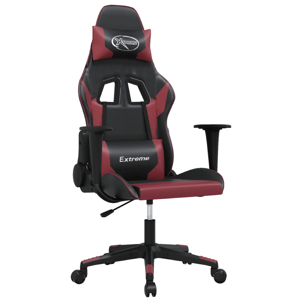 Silla gaming de masaje cuero sintético negro y rojo vino tinto - Vetonek