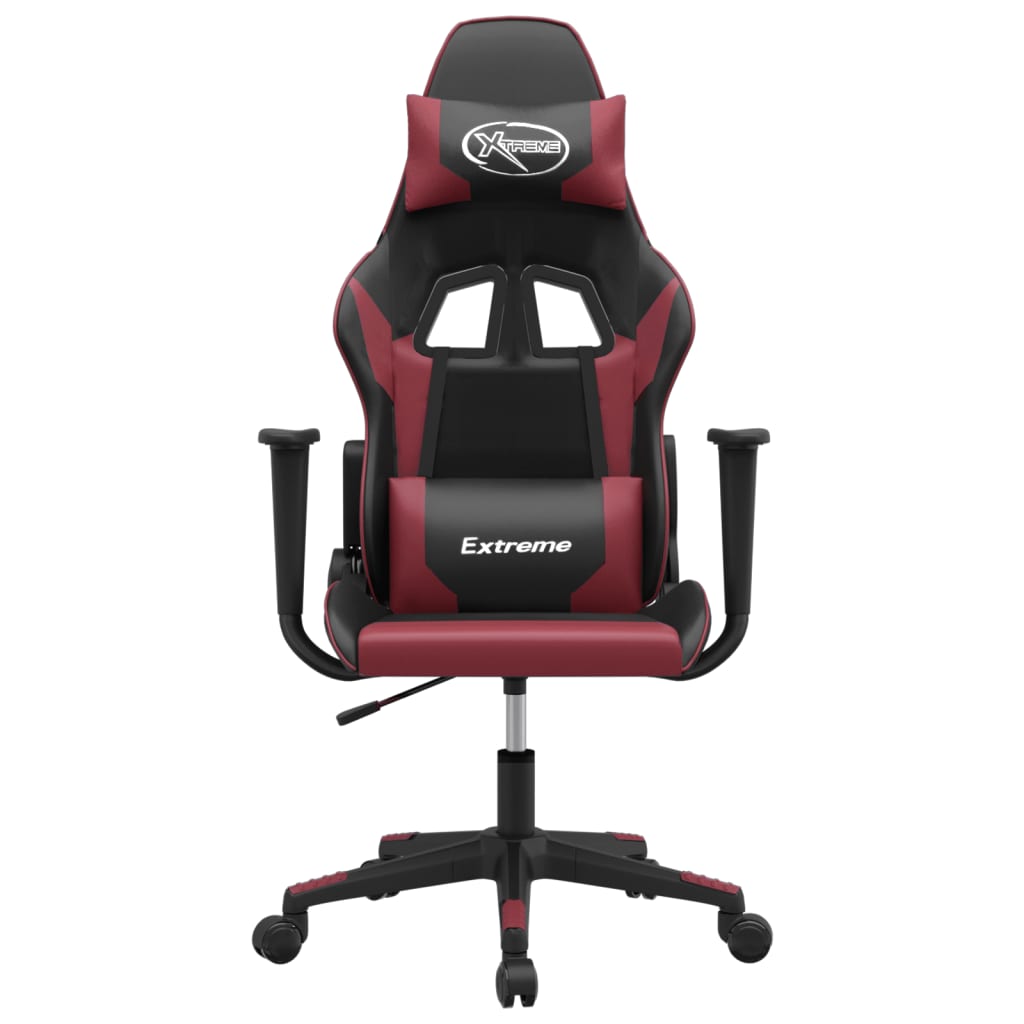 Silla gaming de masaje cuero sintético negro y rojo vino tinto - Vetonek