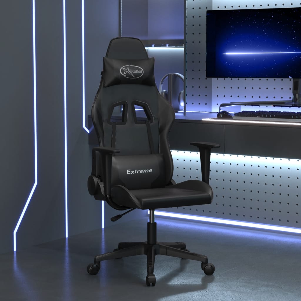 Vetonek Silla gaming con masaje cuero sintético negro