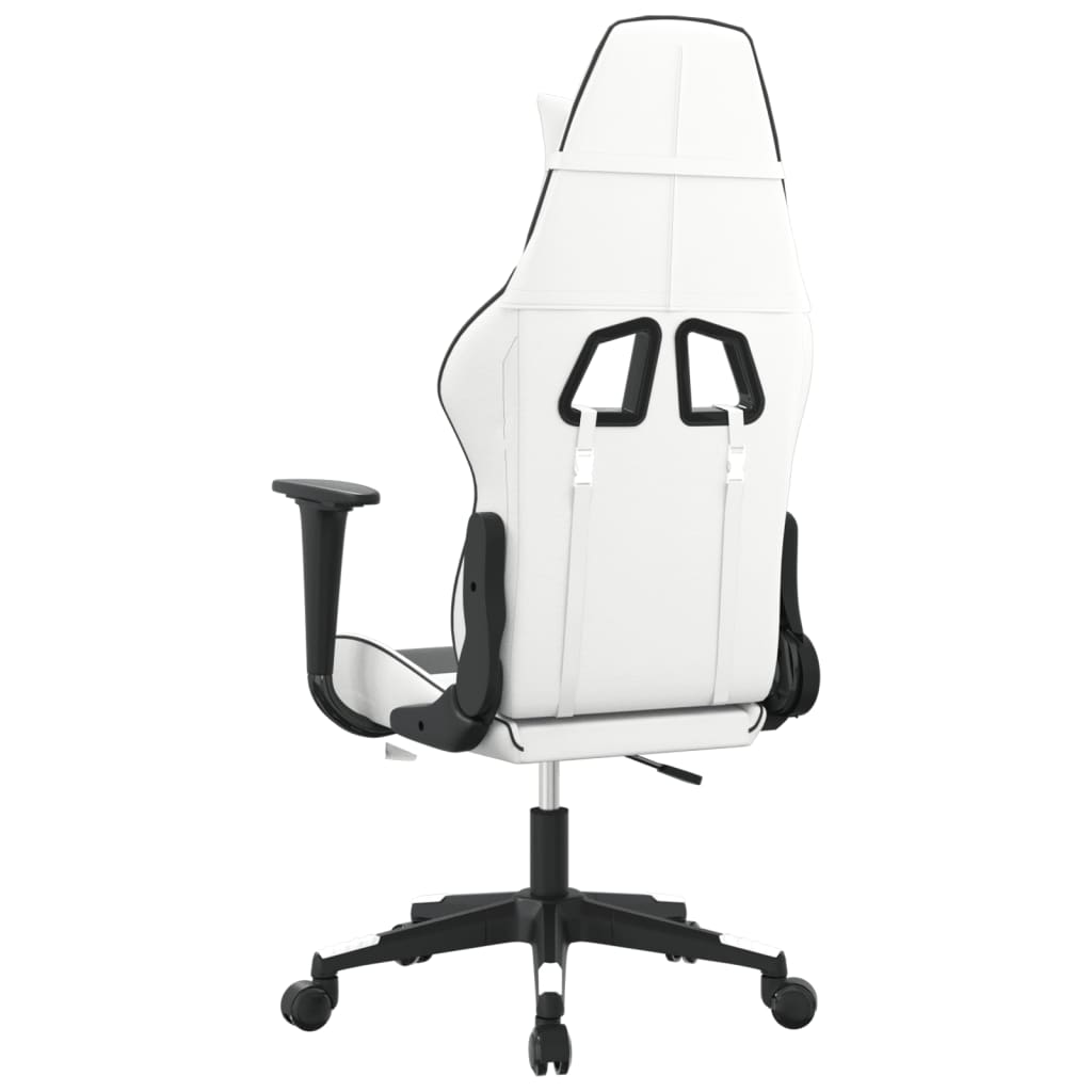 Silla gaming de masaje cuero sintético blanco y negro - Vetonek