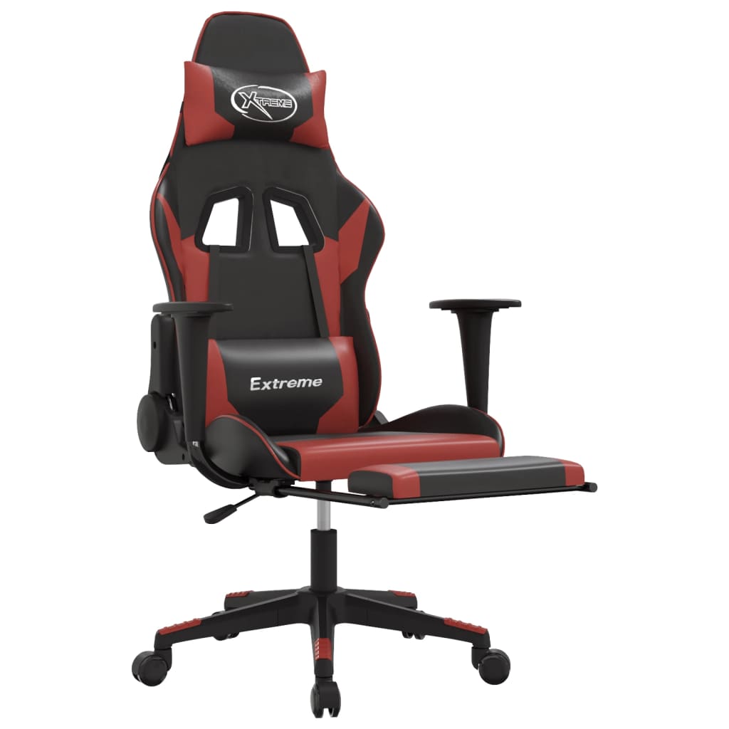 Gaming Chair Massage Resto Synthetic Leather Black red red