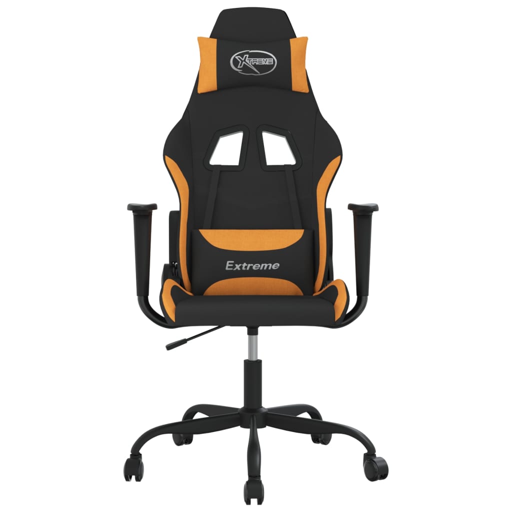 Silla gaming de masaje tela negro y naranja - Vetonek