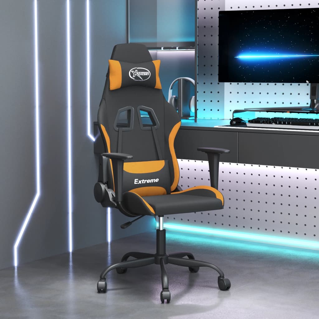 Vetonek Silla gaming de masaje tela negro y naranja