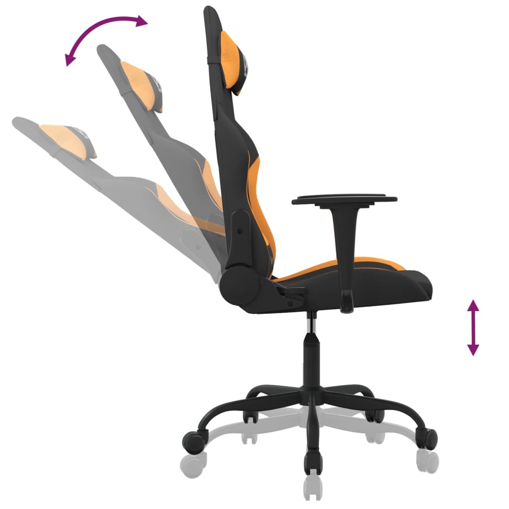 Silla gaming de masaje tela negro y naranja - Vetonek