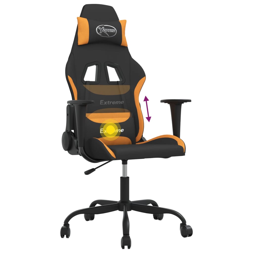 Silla gaming de masaje tela negro y naranja - Vetonek