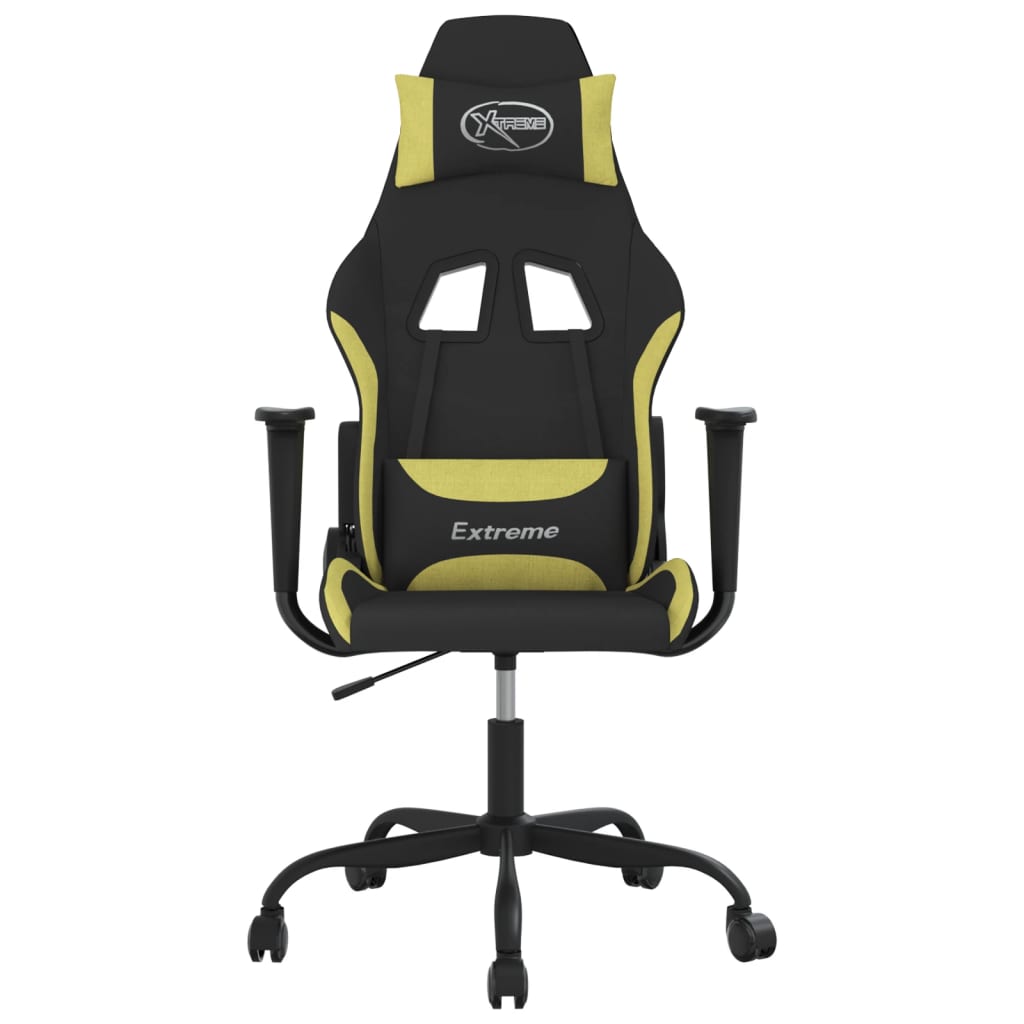 Silla gaming de masaje tela negro y verde claro - Vetonek