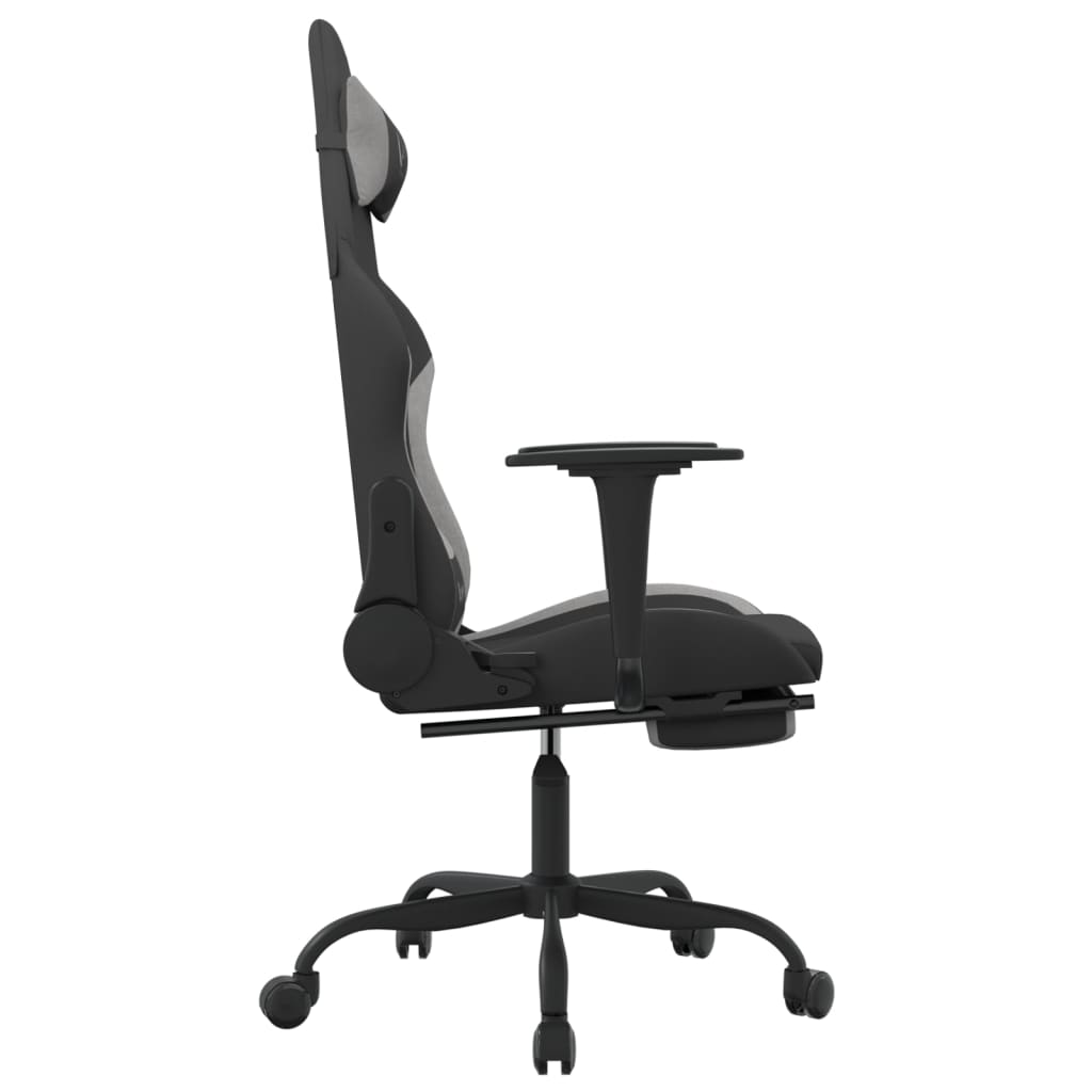 Silla gaming de masaje con reposapiés tela negro y gris claro vidaXL