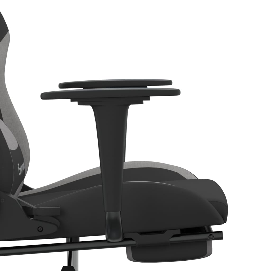 Silla gaming de masaje con reposapiés tela negro y gris claro vidaXL