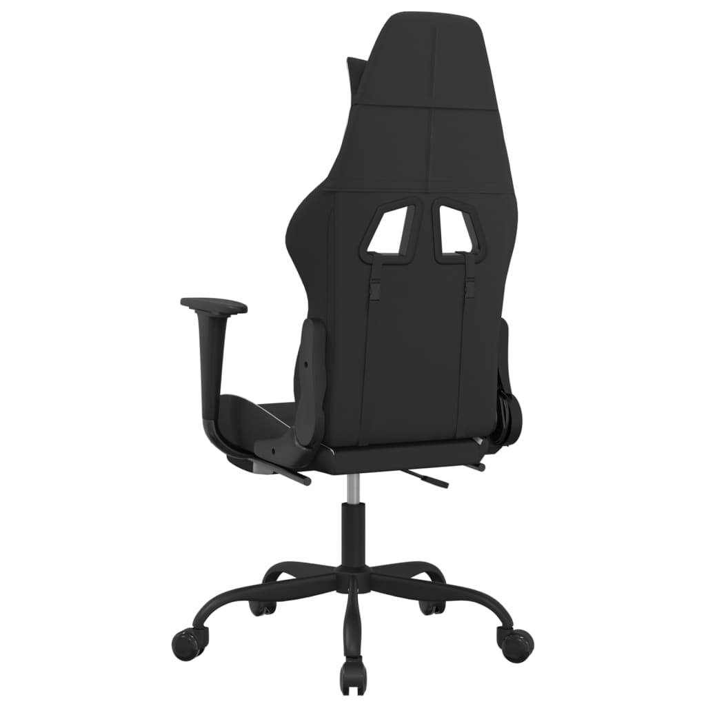 Silla gaming de masaje con reposapiés tela negro y blanco vidaXL