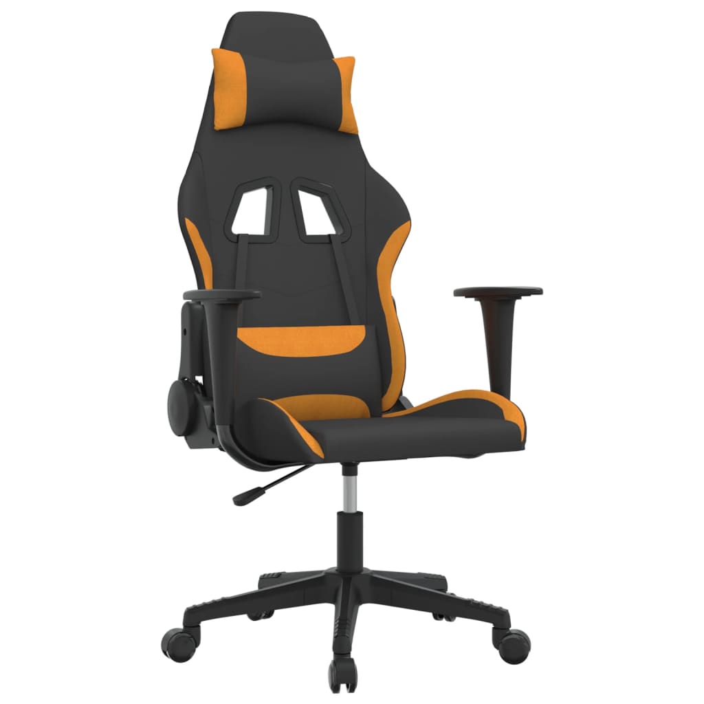 Silla gaming de masaje tela negro y naranja vidaXL