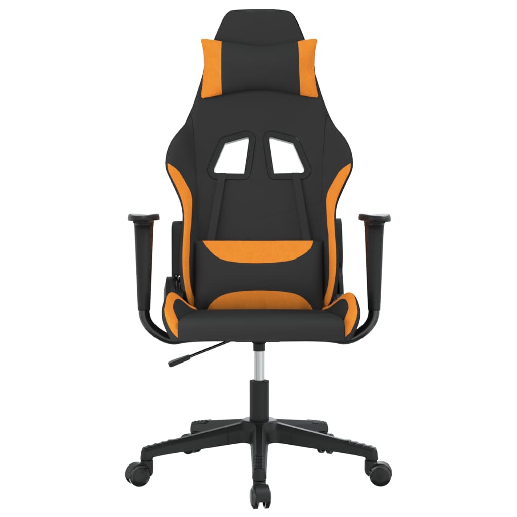 Silla gaming de masaje tela negro y naranja vidaXL