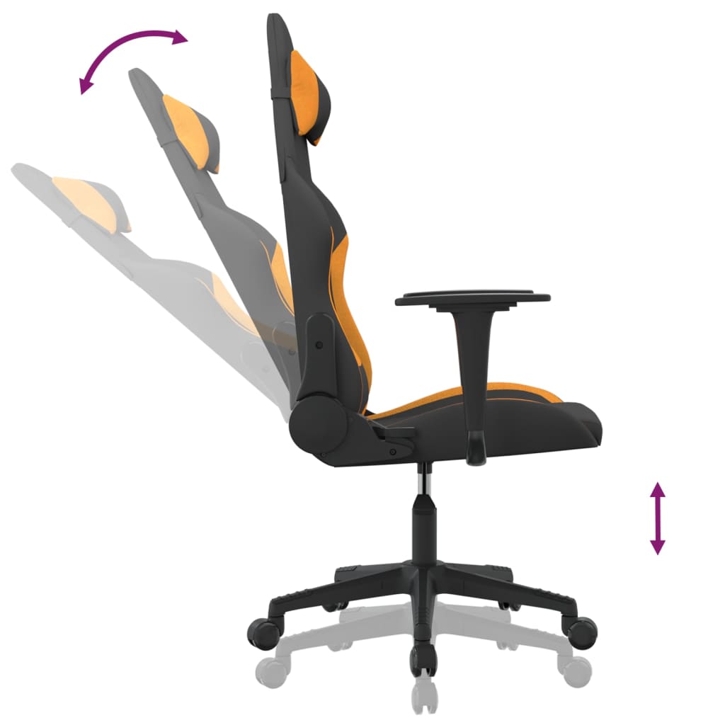 Silla gaming de masaje tela negro y naranja vidaXL