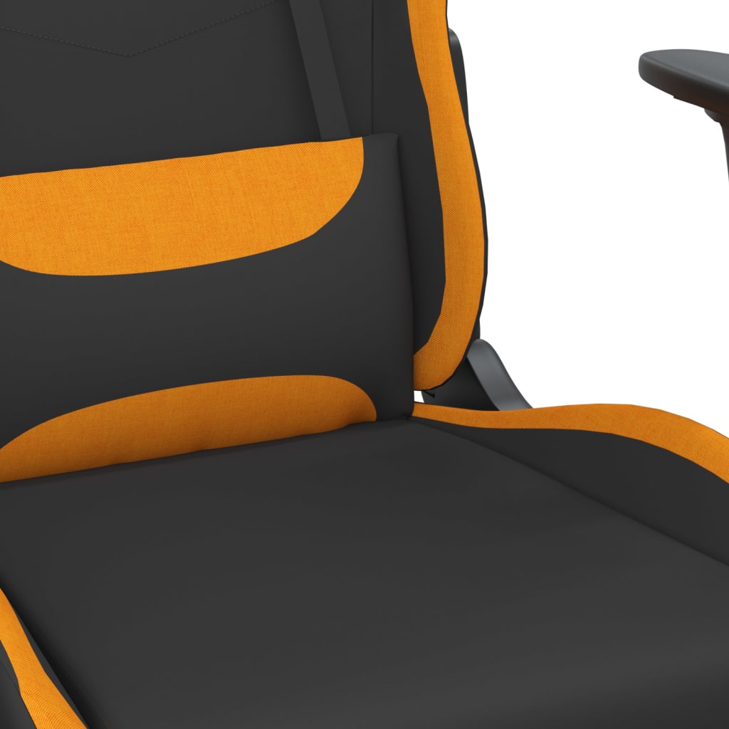 Silla gaming de masaje tela negro y naranja vidaXL