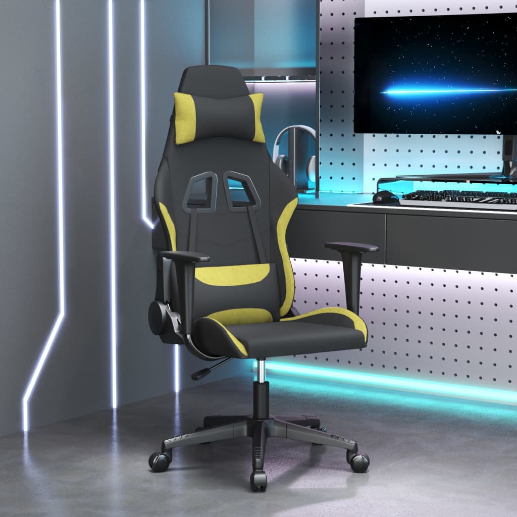 Vetonek Silla gaming de masaje tela negro y verde claro