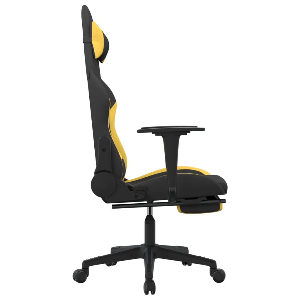 Silla gaming de masaje con reposapiés tela negro y amarillo vidaXL