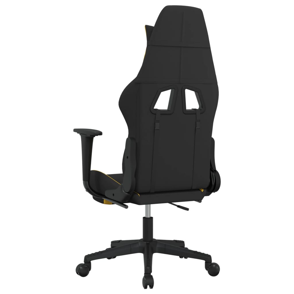 Silla gaming de masaje con reposapiés tela negro y amarillo vidaXL