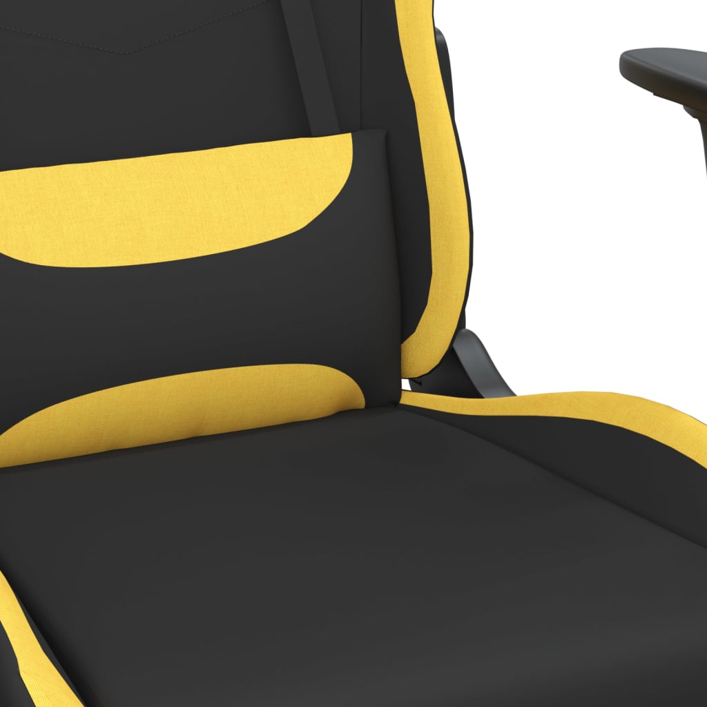 Silla gaming de masaje con reposapiés tela negro y amarillo vidaXL