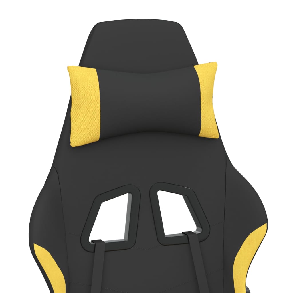 Silla gaming de masaje con reposapiés tela negro y amarillo vidaXL