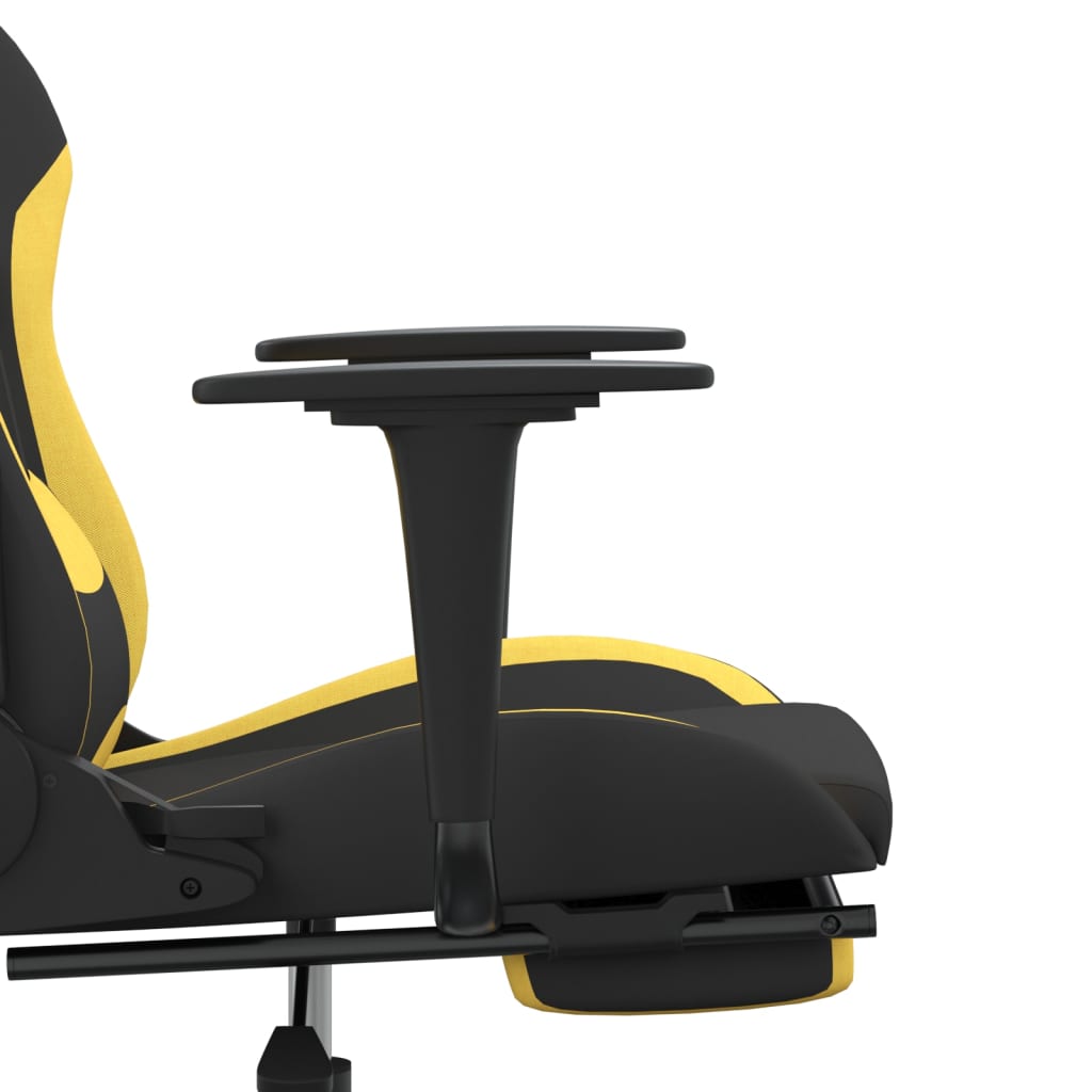 Silla gaming de masaje con reposapiés tela negro y amarillo vidaXL