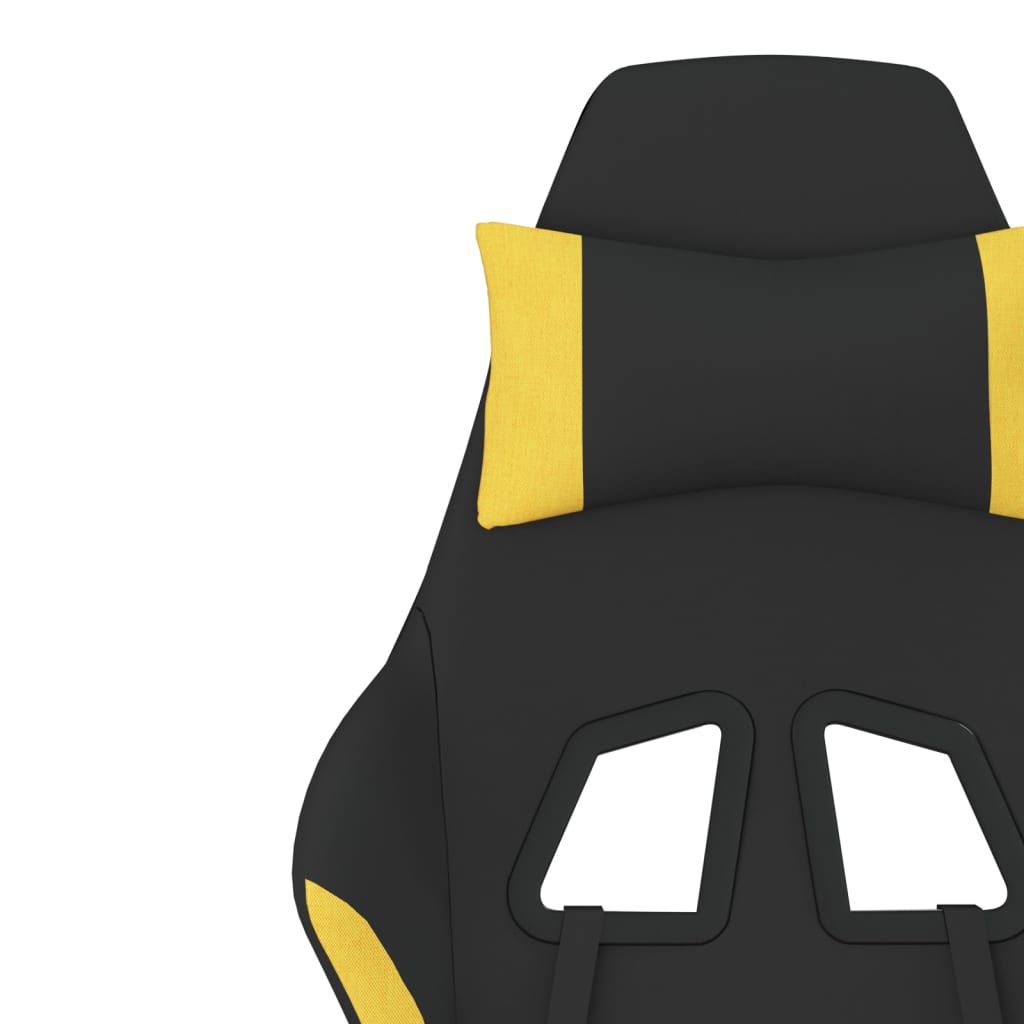 Silla gaming de masaje con reposapiés tela negro y amarillo vidaXL