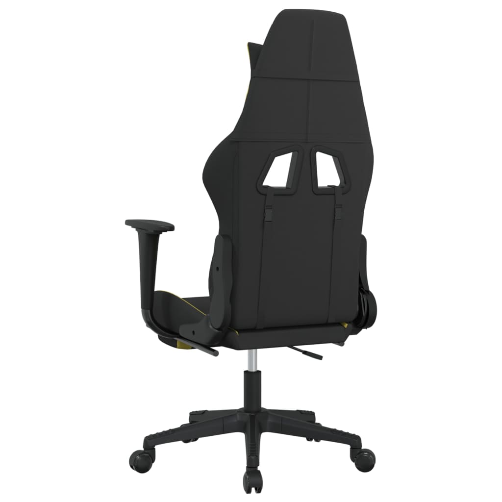 Silla gaming de masaje con reposapiés tela negro y verde claro vidaXL