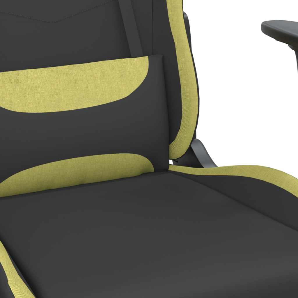 Silla gaming de masaje con reposapiés tela negro y verde claro vidaXL