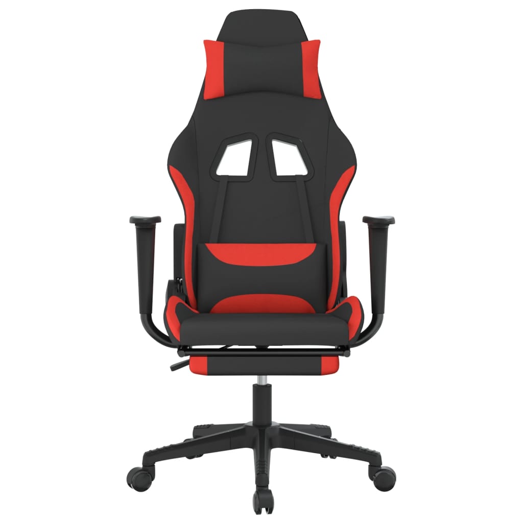 Silla gaming de masaje con reposapiés tela negro y rojo - Vetonek