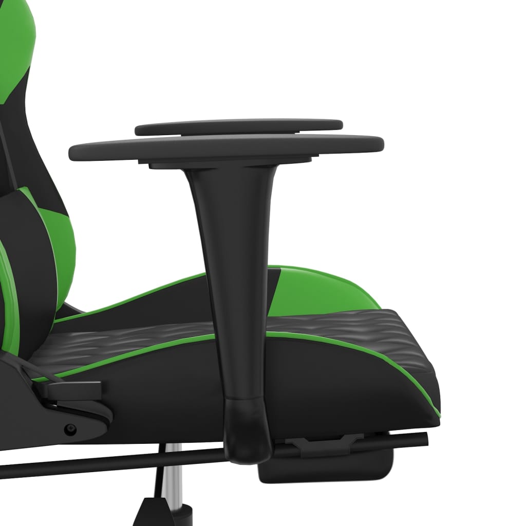 Silla gaming de masaje y reposapiés cuero sintético negro verde vidaXL