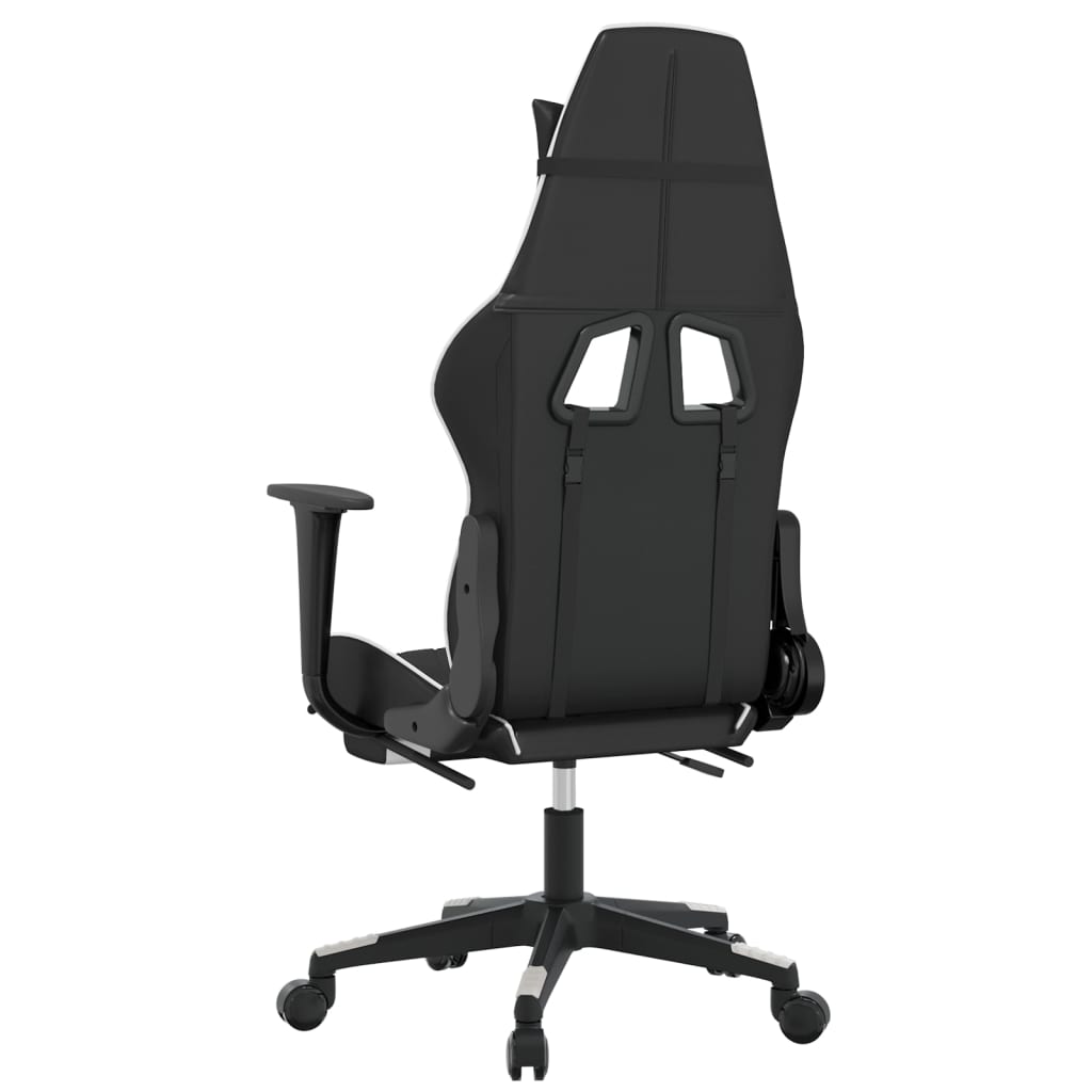 Silla gaming masaje y reposapiés cuero sintético negro blanco vidaXL