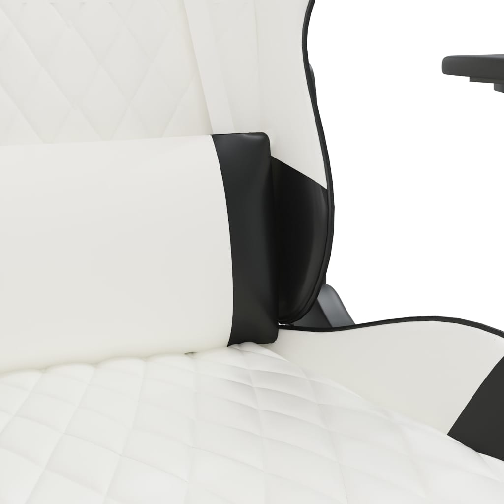 Silla gaming masaje y reposapiés cuero sintético negro blanco vidaXL