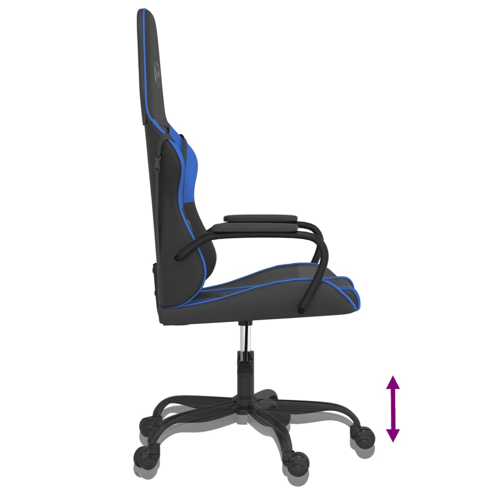 Silla gaming de masaje cuero sintético negro y azul - Vetonek