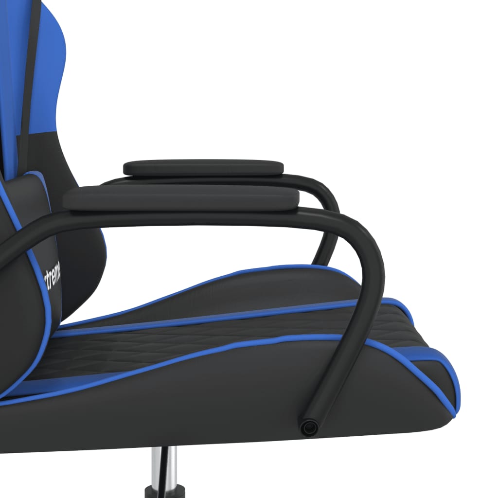 Silla gaming de masaje cuero sintético negro y azul - Vetonek