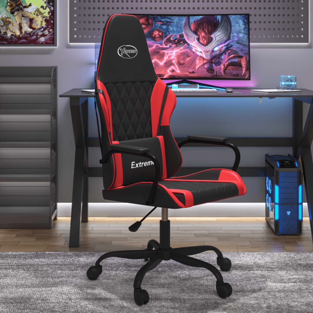 Vetonek Silla gaming de masaje cuero sintético negro y rojo