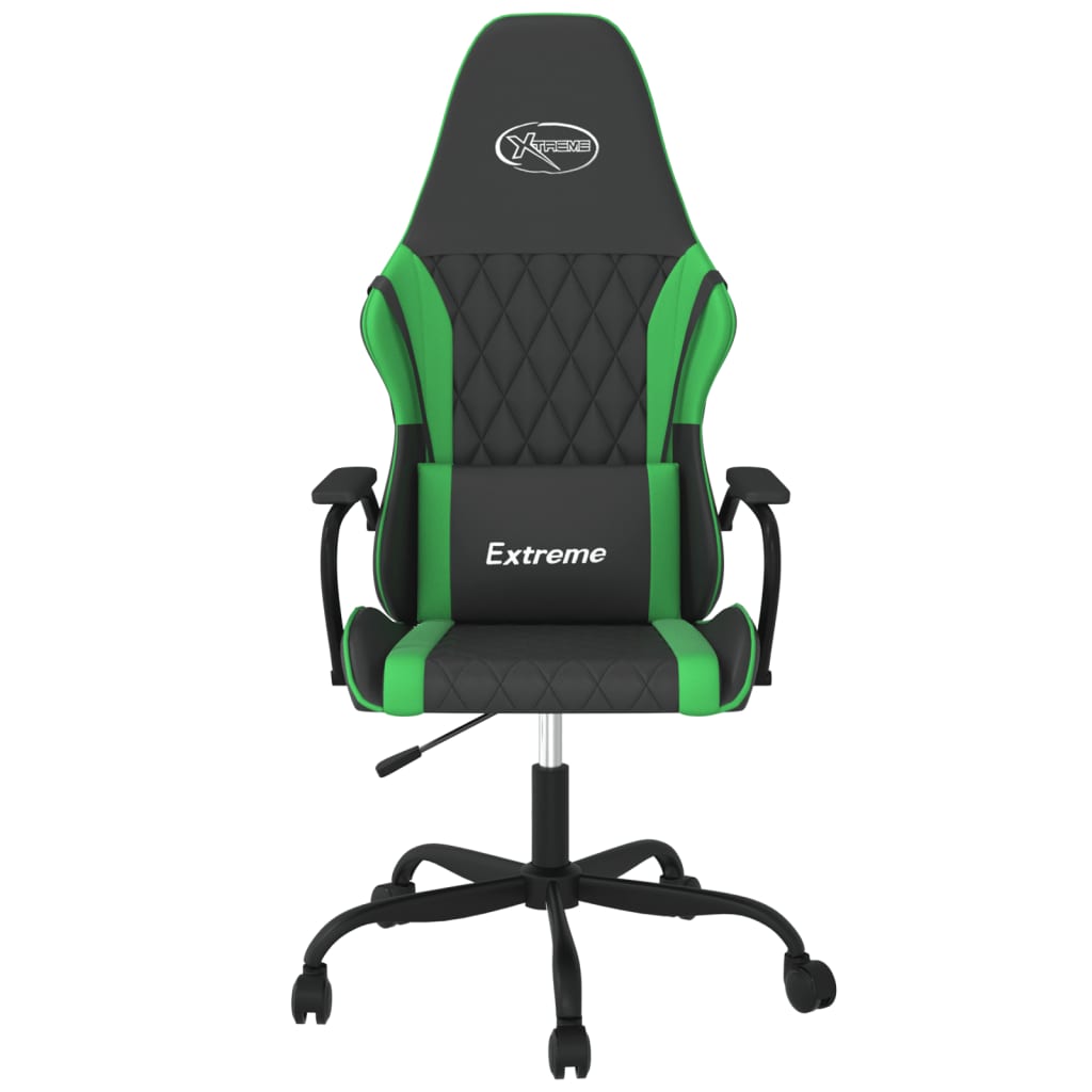 Silla gaming de masaje cuero sintético negro y verde - Vetonek