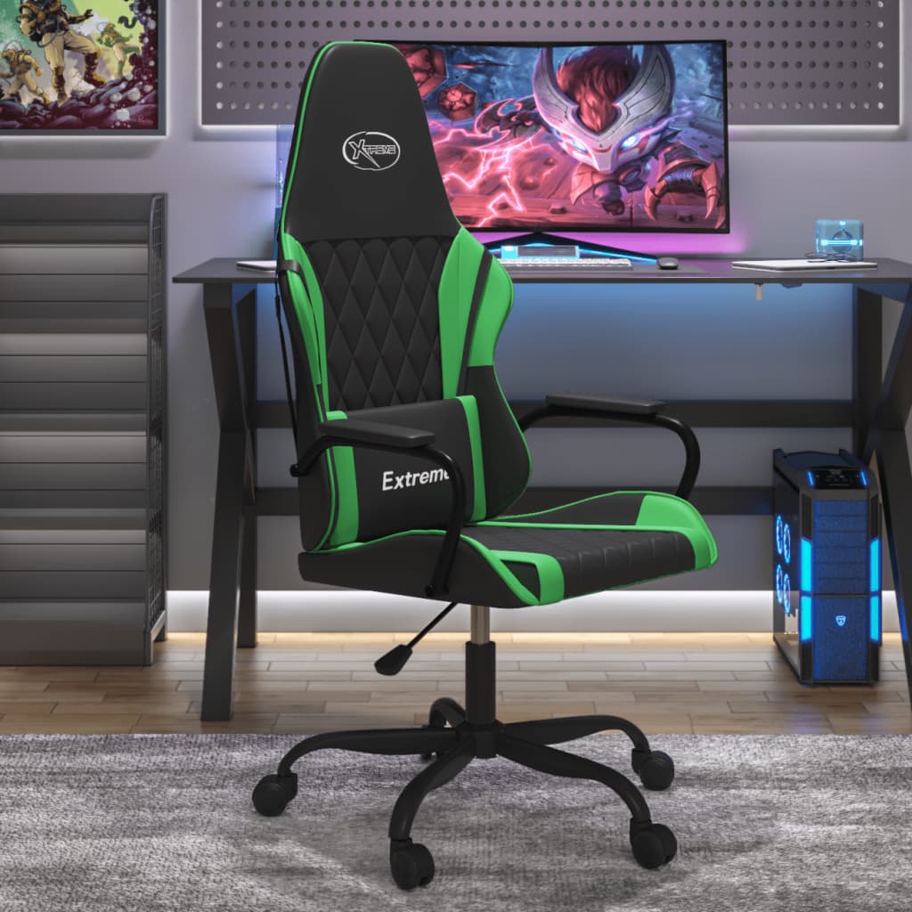 Vetonek Silla gaming de masaje cuero sintético negro y verde