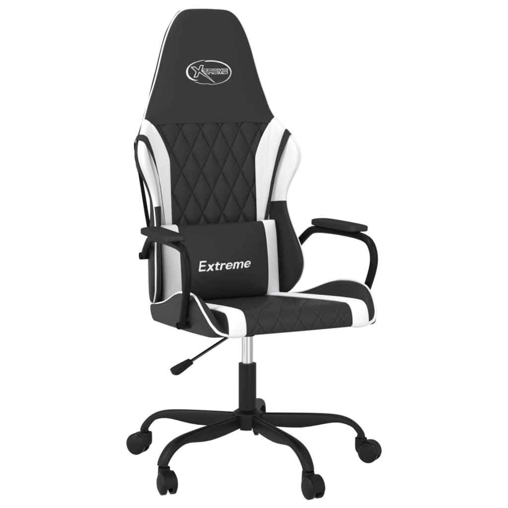 Silla gaming de masaje cuero sintético negro y blanco - Vetonek